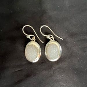 White Druzy and Silver Earrings